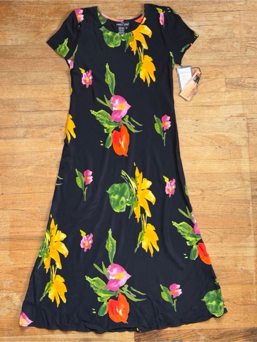 Vintage Bias Cut Floral Dress Size Medium Carole Little Wiggle Maxi Sundress
